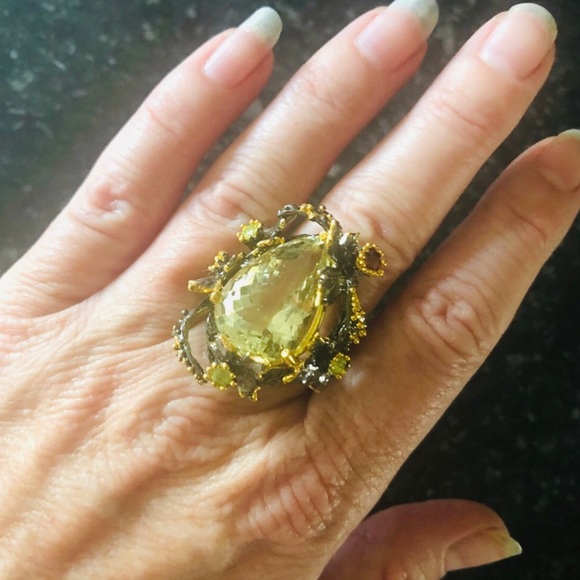 Prasiolite Green Amethyst Stunning Statement Ring - Picture 2 of 7